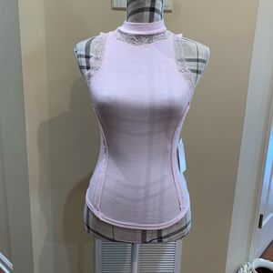 FREE PEOPLE PULLOVER TOP TRIMMED IN LACE